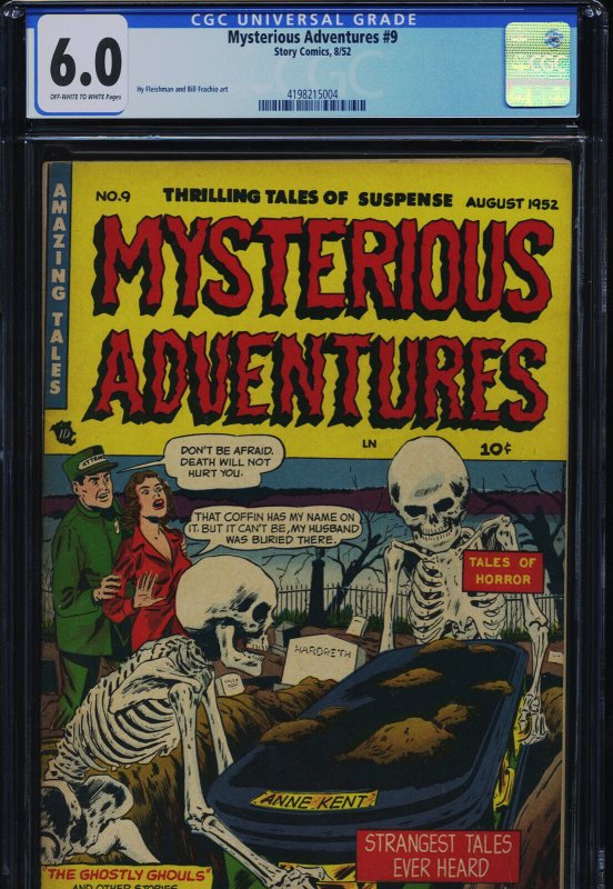 Mysterious Adventures #9, CGC 6.0 graded comic book, Universal Blue label — front cover in its holder