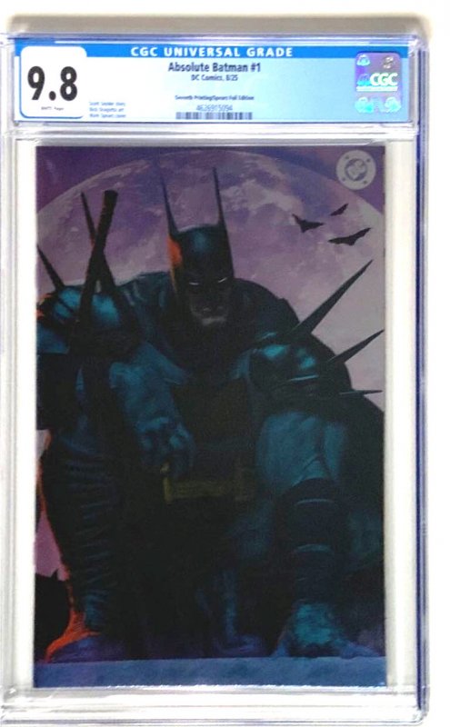 Absolute Batman/wonder Woman/superman #1, CGC 9.8 graded comic book, Universal Blue label — front cover in its holder