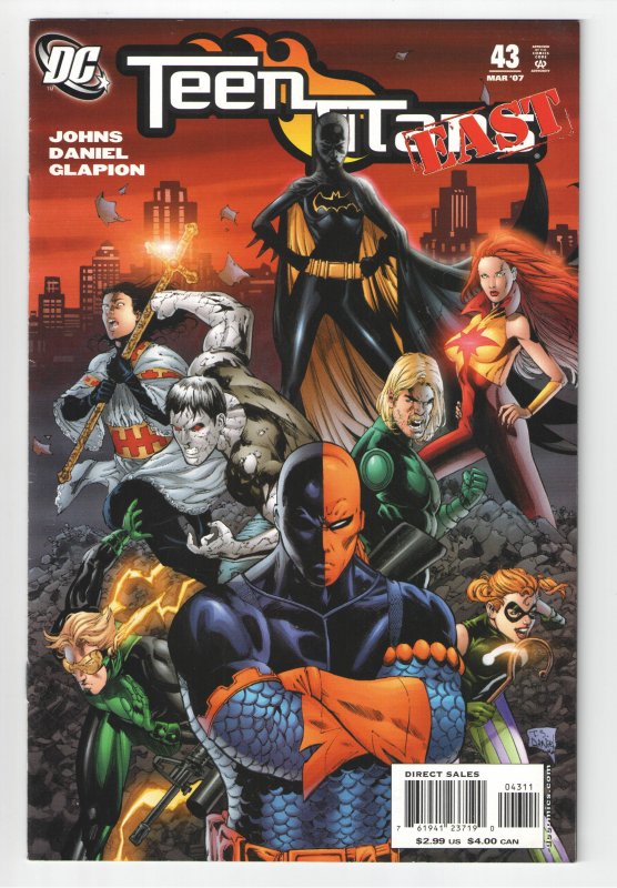 Teen Titans #43 (DC Comics, 2007), raw comic book in VF/NM condition — front cover