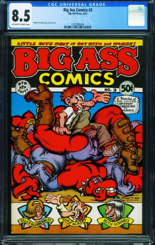 Big Ass Comics #2, CGC 8.5 graded comic book, Universal Blue label — front cover in its holder