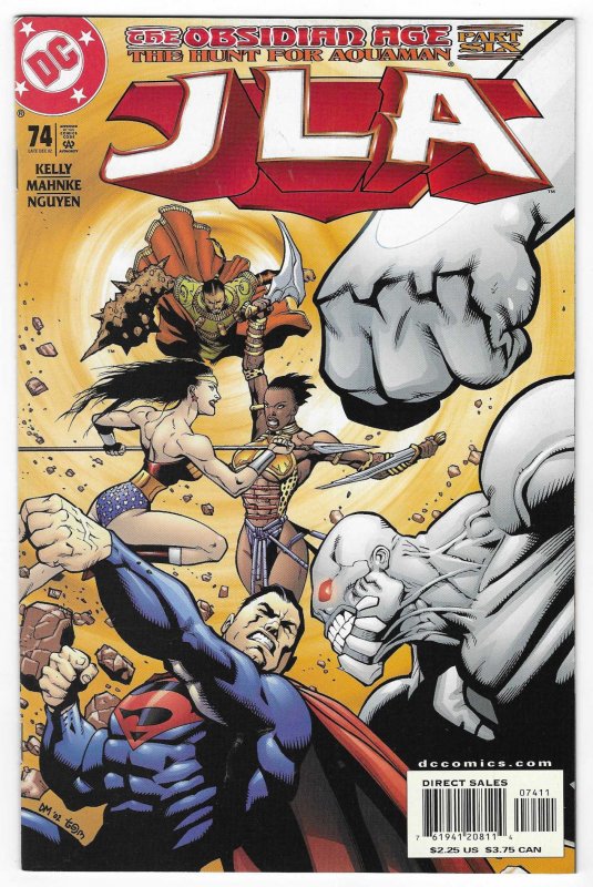 JLA #74 (DC Comics, 2002), raw, ungraded comic book — front cover