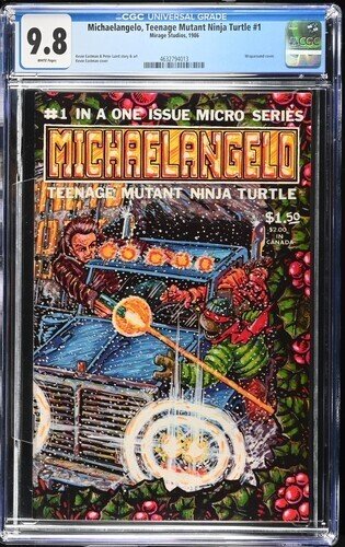 Michaelangelo, Teenage Mutant Ninja Turtle #1, CGC 9.8 graded comic book, Universal Blue label — front cover in its holder