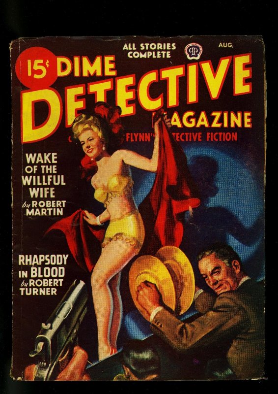 Pulp: Dime Detective August 1947- Showgirl Cover- Robert Turner -VG (1947), raw comic book in VG condition — front cover