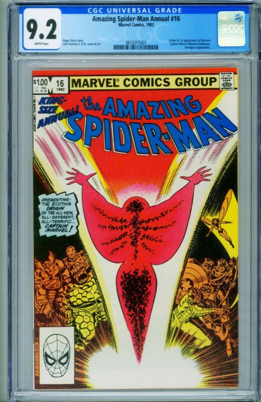 Amazing Spider-Man Annual #16 (Marvel Comics, 1982), CGC 9.2 graded comic book, Universal Blue label — front cover in its holder