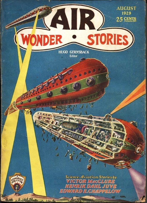 Pulp: Air Wonder Stories 8/1929-Gernsback-Frank R Paul-sci-fi Pulp Thrills-v..., raw, ungraded comic book — front cover