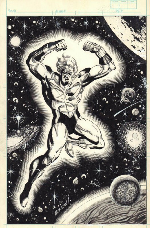 Captain Marvel Commission - Signed art by Tom Morgan, raw, ungraded comic book — front cover