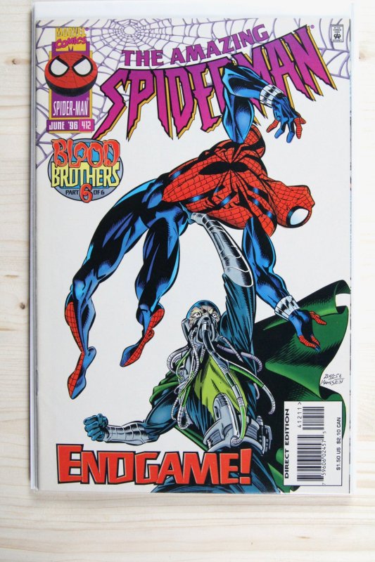 The Amazing Spider-Man #412 (Marvel Comics, 1996), raw comic book in VF+ 8.5 condition — front cover