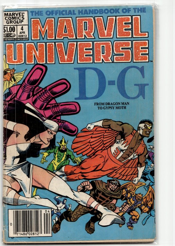 The Official Handbook of the Marvel Universe #4 (Marvel Comics, 1983), raw, ungraded comic book — front cover