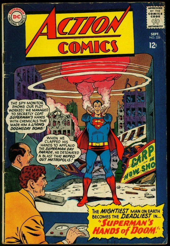 Action Comics #328 (DC Comics, 1965), raw comic book in VG condition — front cover