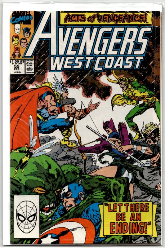 Avengers West Coast #55 (Marvel Comics, 1990), raw, ungraded comic book — front cover