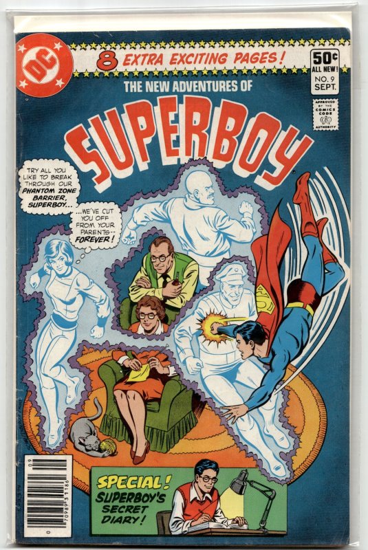 The New Adventures of Superboy #9 (1980), raw, ungraded comic book — front cover