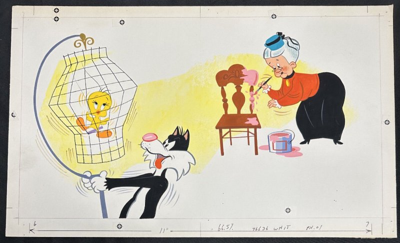 Looney Tunes Picnic Problems Painted Art - Sylvester, Tweety Bird, & Granny DPS, raw, ungraded comic book — front cover