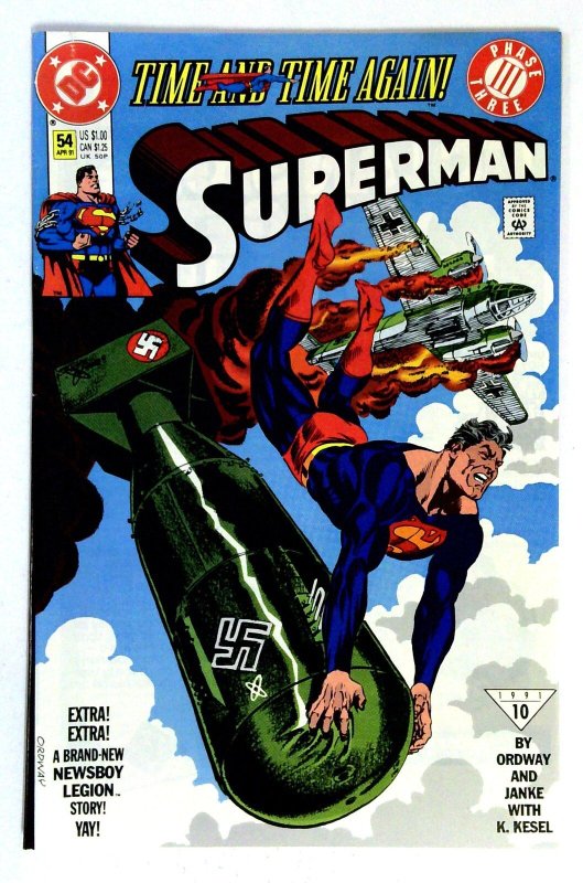 Superman #54 (DC Comics, 1991), raw comic book in NM- condition — front cover
