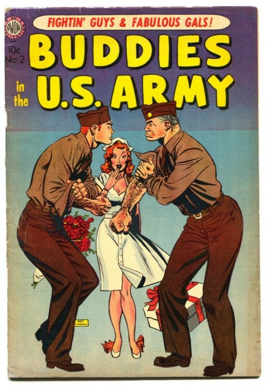 Buddies in the U.S. Army #2-1953-Incredible Good Girl Art-Avon Comic Book (Avon Periodicals, 1953), raw, ungraded comic book — front cover