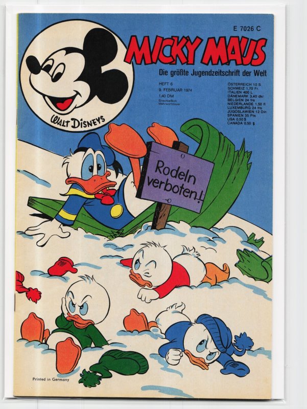 Micky Maus #6 (1974), raw, ungraded comic book — front cover