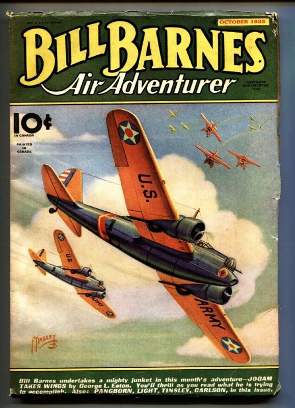 Bill Barnes AIR Adventurer OCT 1935-Pulp Magazine-Canadian Variant (1935), raw, ungraded comic book — front cover