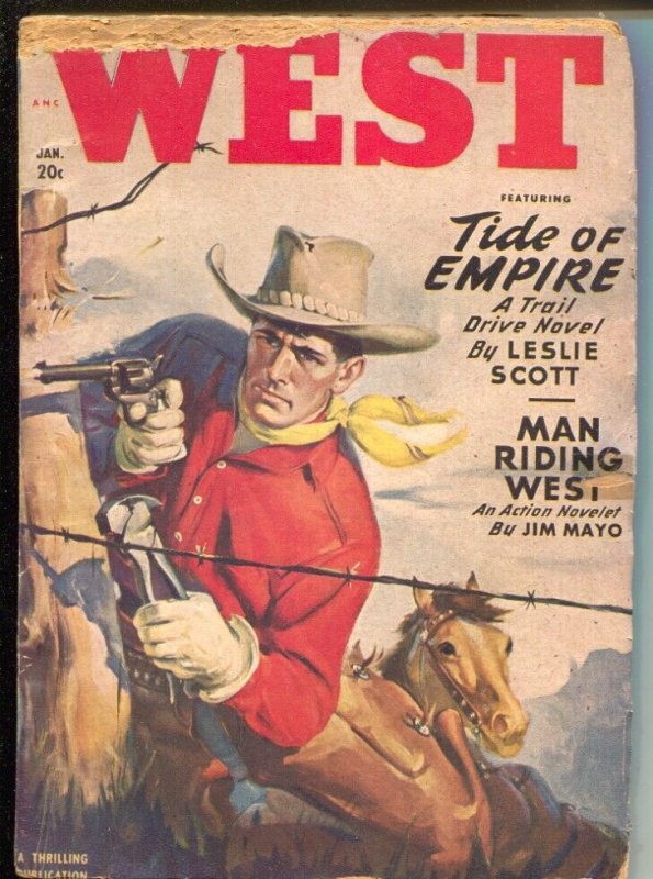 Pulp: West 1/1950-Thrilling-Zorro-Johnston McCulley-hero Pulp-Louis L'Amour/..., raw, ungraded comic book — front cover