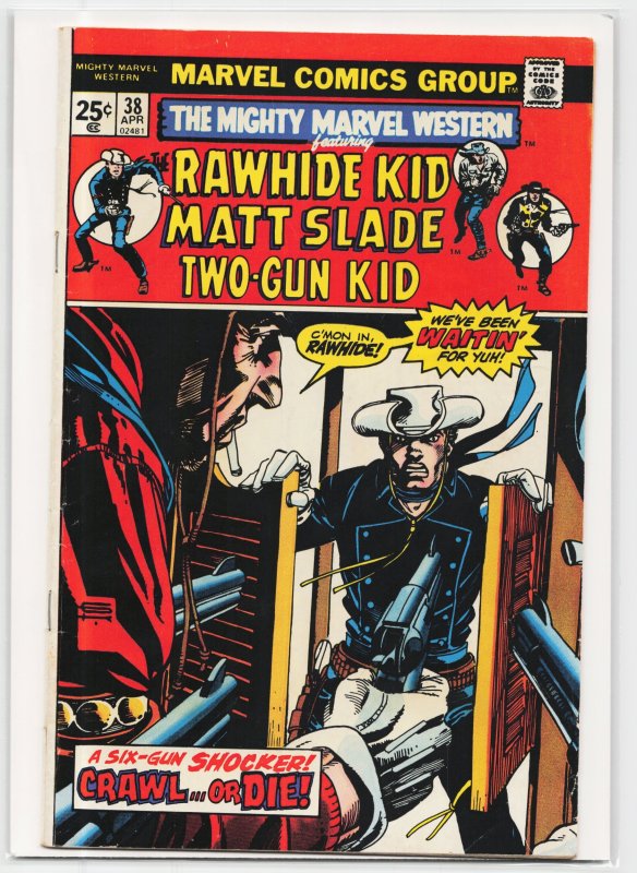 The Mighty Marvel Western #38 (Marvel Comics, 1975), raw, ungraded comic book — front cover