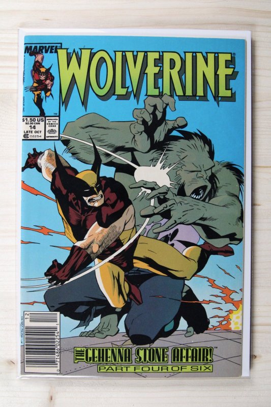 Wolverine #14 (Marvel Comics, 1989), raw comic book in VF/NM 9.0 condition — front cover