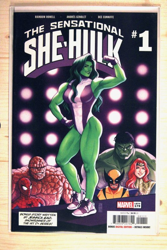 Sensational She-Hulk #1 (Marvel Comics, 2023), raw comic book in NM+ 9.6 condition — front cover