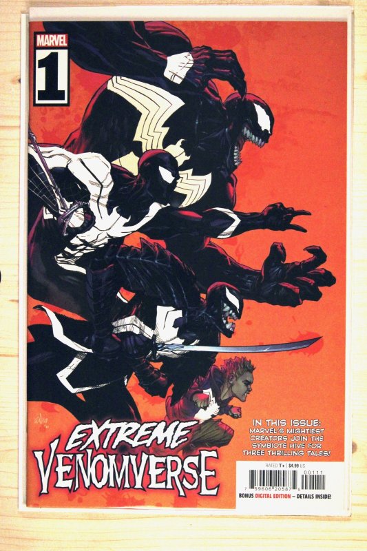 Extreme Venomverse #1 (Marvel Comics, 2023), raw comic book in NM+ 9.6 condition — front cover