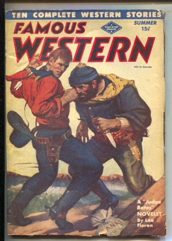 Pulp: Famous Western-Summer 1945-Columbia-Judge Bates Story by Lee Floren-He... (1945), raw, ungraded comic book — front cover
