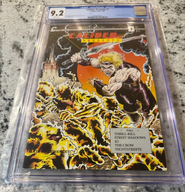 Caliber Presents #1, CGC 9.2 graded comic book, Universal Blue label — front cover in its holder