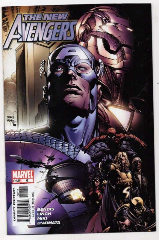 New Avengers #6 (Marvel Comics, 2005), raw comic book in NM+ 9.6 condition — front cover