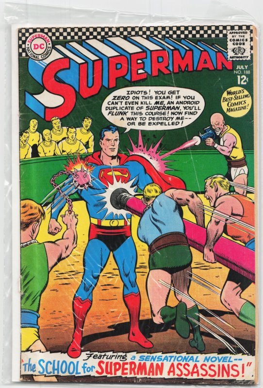 Superman #188 (DC Comics, 1966), raw, ungraded comic book — front cover