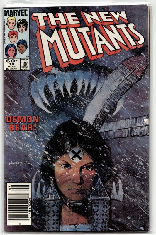 The New Mutants #18 (Marvel Comics, 1984), raw, ungraded comic book — front cover