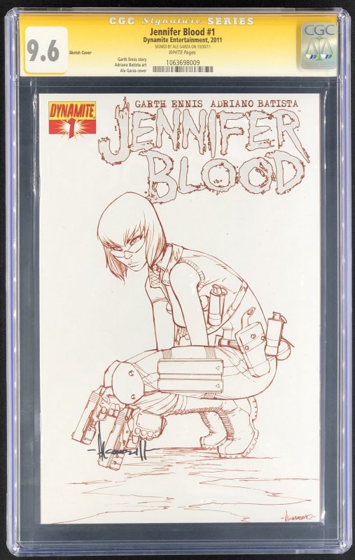 Jennifer Blood #1 (2011), CGC 9.6 graded comic book, Signature Series label — front cover in its holder