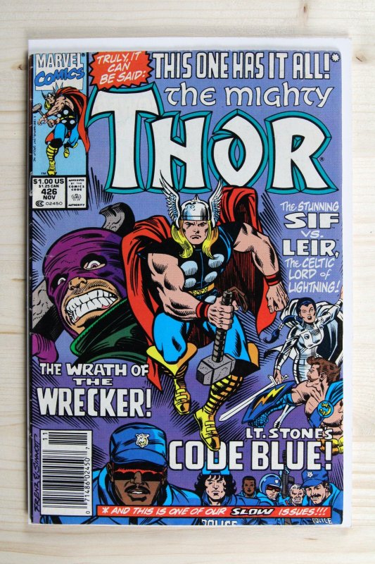 The Mighty Thor #426 (Marvel Comics, 1990), raw comic book in FN/VF 7.0 condition — front cover
