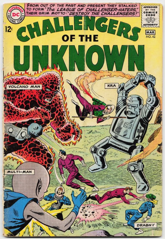 Challengers of the Unknown #42 (DC Comics, 1965), raw, ungraded comic book — front cover