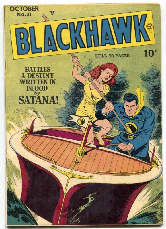 Blackhawk Comics #21 (1948), raw comic book in VF- condition — front cover