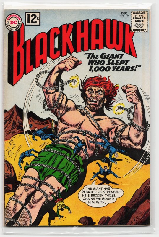 Blackhawk #179 (DC Comics, 1962), raw, ungraded comic book — front cover