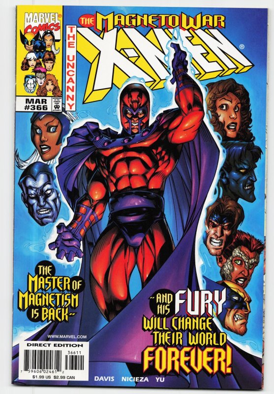 The Uncanny X-Men #366 (Marvel Comics, 1999), raw, ungraded comic book — front cover