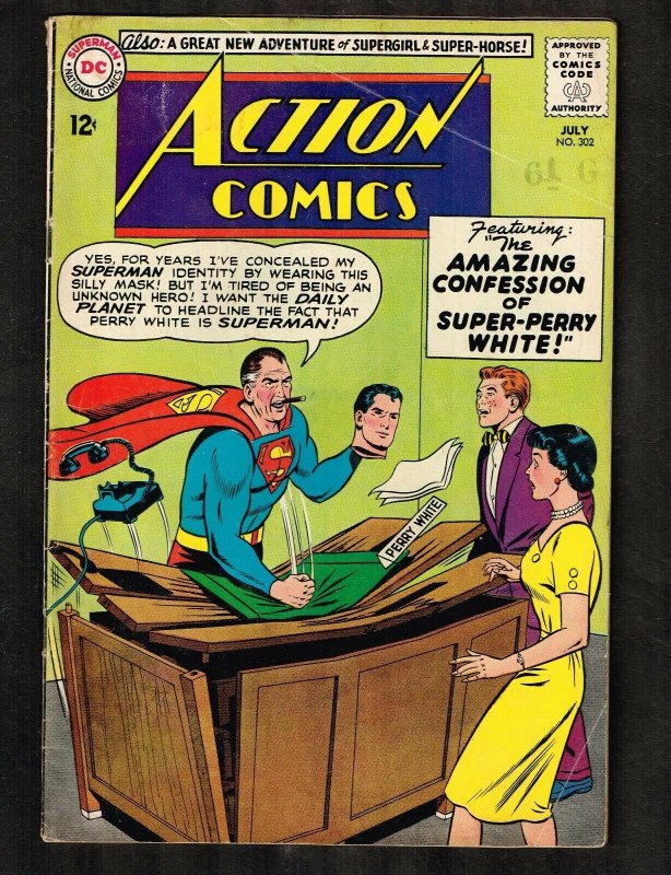 Action Comics #302 (DC Comics, 1963), raw comic book in 3.5 condition — front cover
