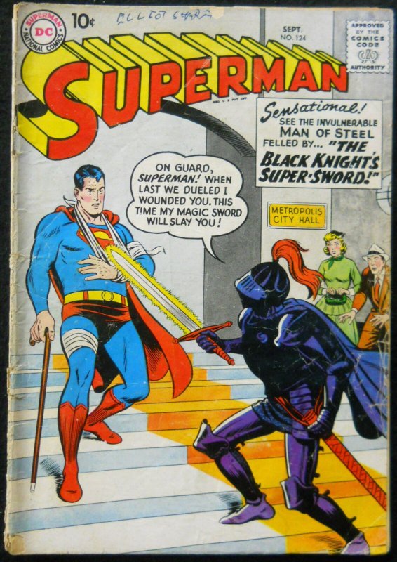 Superman #124 (DC Comics, 1958), raw comic book in GD/VG condition — front cover