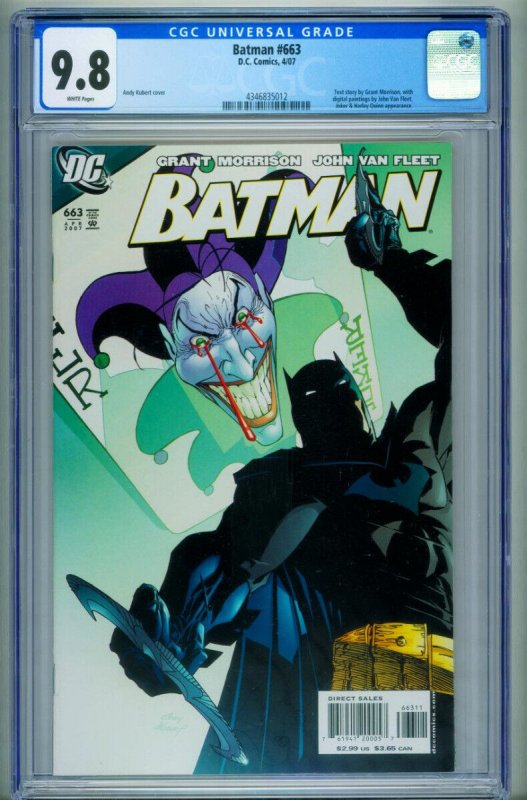 Batman #663 (DC Comics), CGC 9.8 graded comic book, Universal Blue label — front cover in its holder