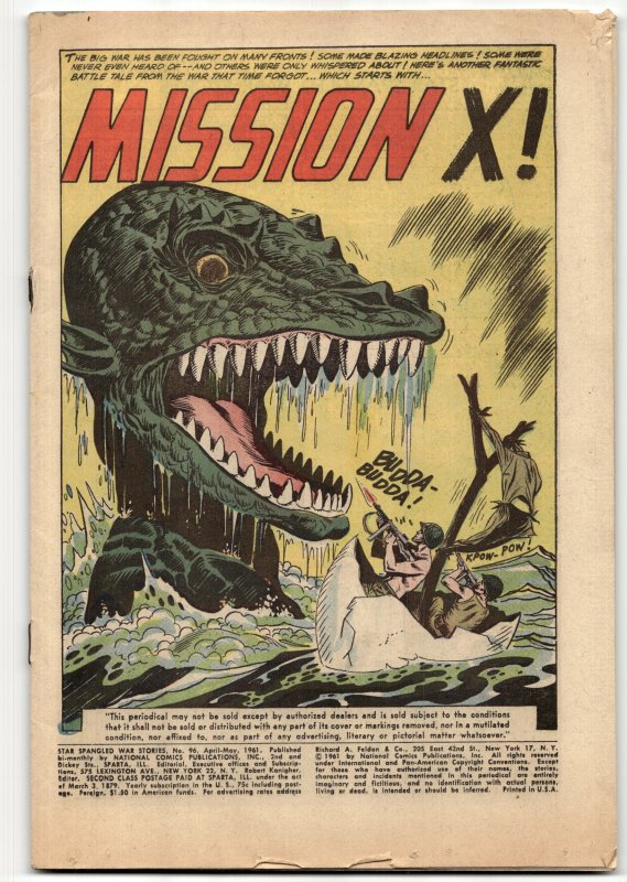 Star Spangled War Stories #96 (DC Comics, 1961), raw, ungraded comic book — front cover