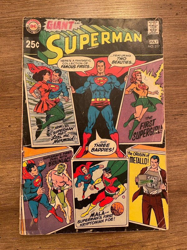 Superman #217 (DC Comics), raw comic book in VG condition — front cover