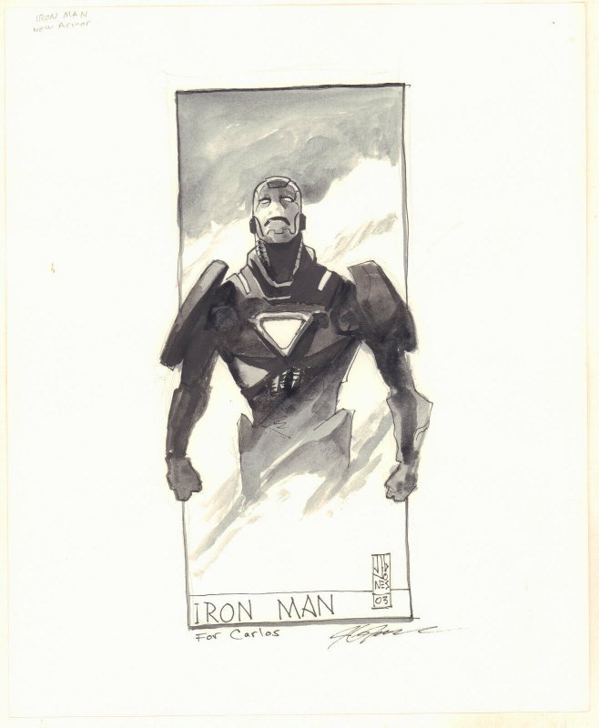Iron Man in New Armor Ink Wash Commission - 2003 Signed art by J.G. Jones (2003), raw, ungraded comic book — front cover