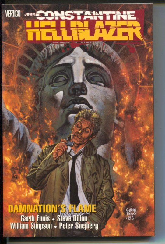 John Constantine Hellblazer: Damnation's Flame-Garth Ennis-TPB-Trade, raw, ungraded comic book — front cover