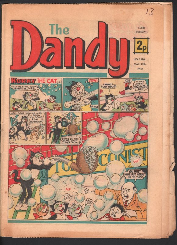 Dandy #1590 (1972), raw, ungraded comic book — front cover