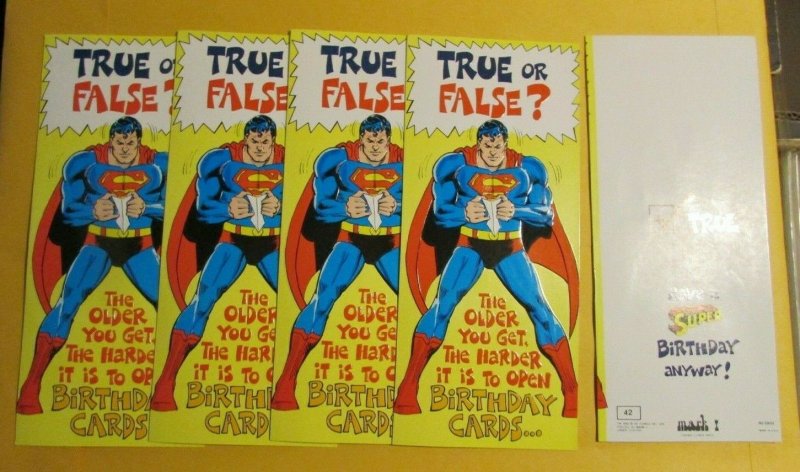 1978 Superman Mark 1 Birthday Greeting Card #42 NM 9.4 True or False LOT of 5 (1978), raw comic book in NM 9.4 condition — front cover