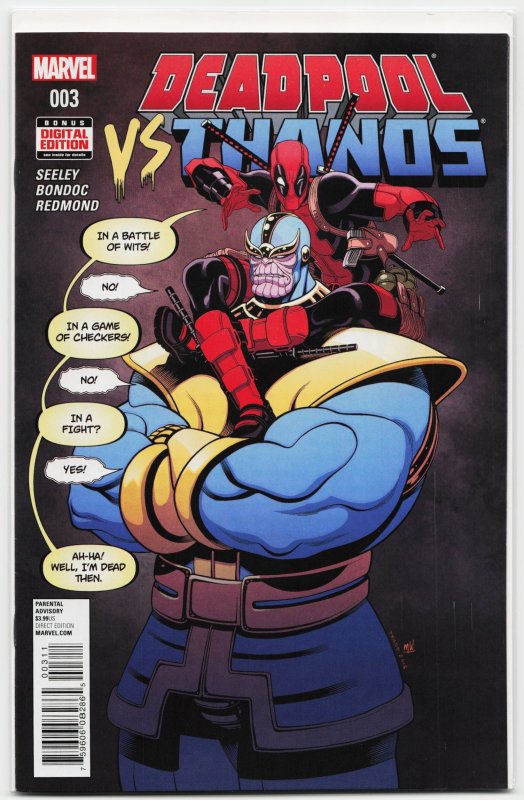 Deadpool vs. Thanos #3 (2015), raw, ungraded comic book — front cover