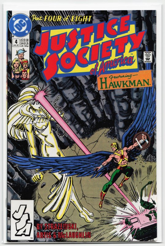 Justice Society of America #4 (DC Comics, 1991), raw, ungraded comic book — front cover