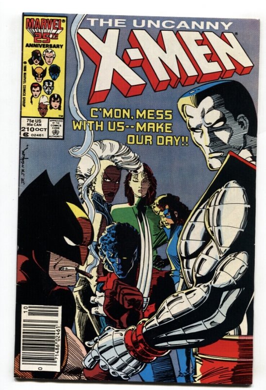 X-Men #210 (Marvel Comics, 1986), raw comic book in VF condition — front cover