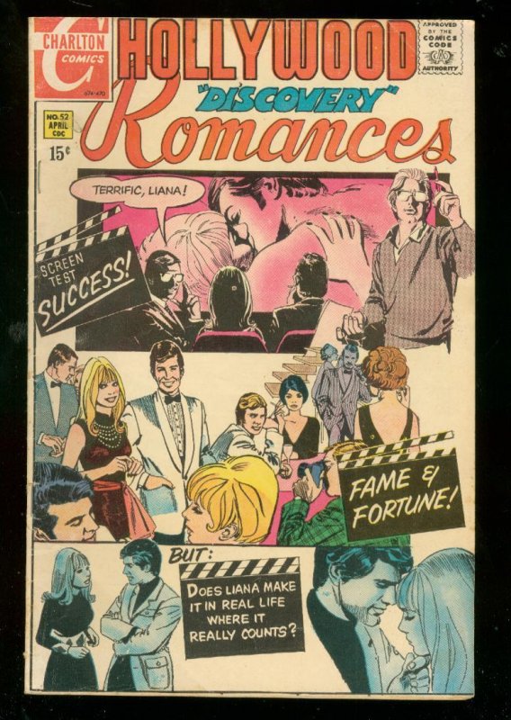Hollywood Romance #52 (Charlton Comics, 1970), raw comic book in VG/FN condition — front cover