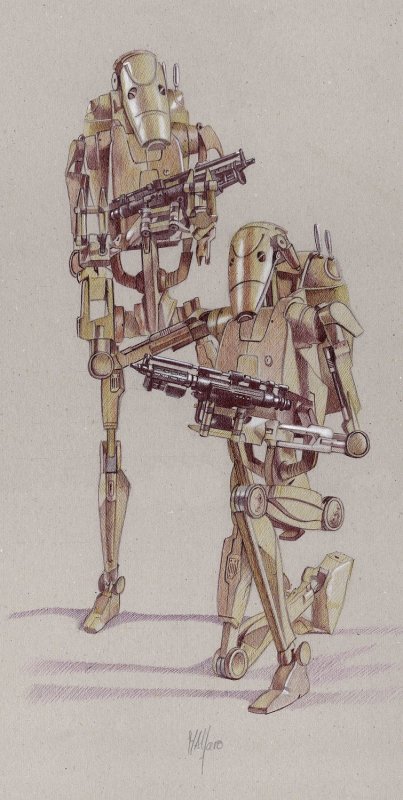 Combact Droids, High Quality A4 Lithograph. Signed: Miguel Alfaro, raw, ungraded comic book — front cover